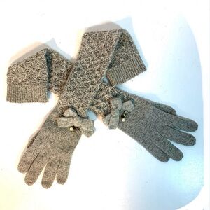 JUICY COUTURE Elbow Length Gray Cashmere Gloves w/ Bows & Charms